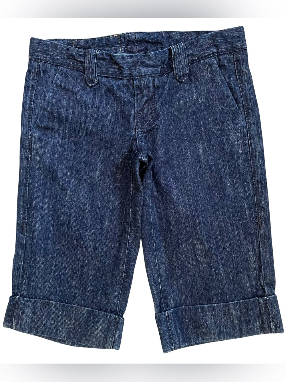 Y2K True Religion Wide Cuff Dark Wash Low Rise Capri Denim Cotton Pants Size 26